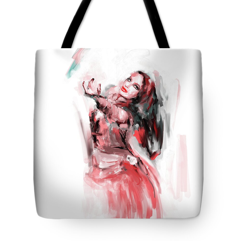 Middle East Tote Bag featuring the painting Painting 698 2 Dancer 3 by Mawra Tahreem