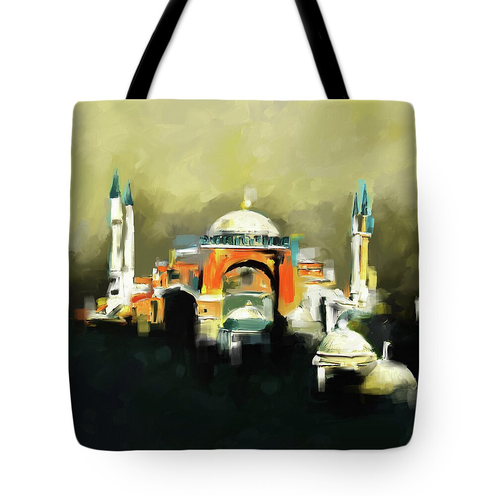 Hagia Sophia Tote Bag featuring the painting Painting 768 1 Hagia Sophia by Mawra Tahreem