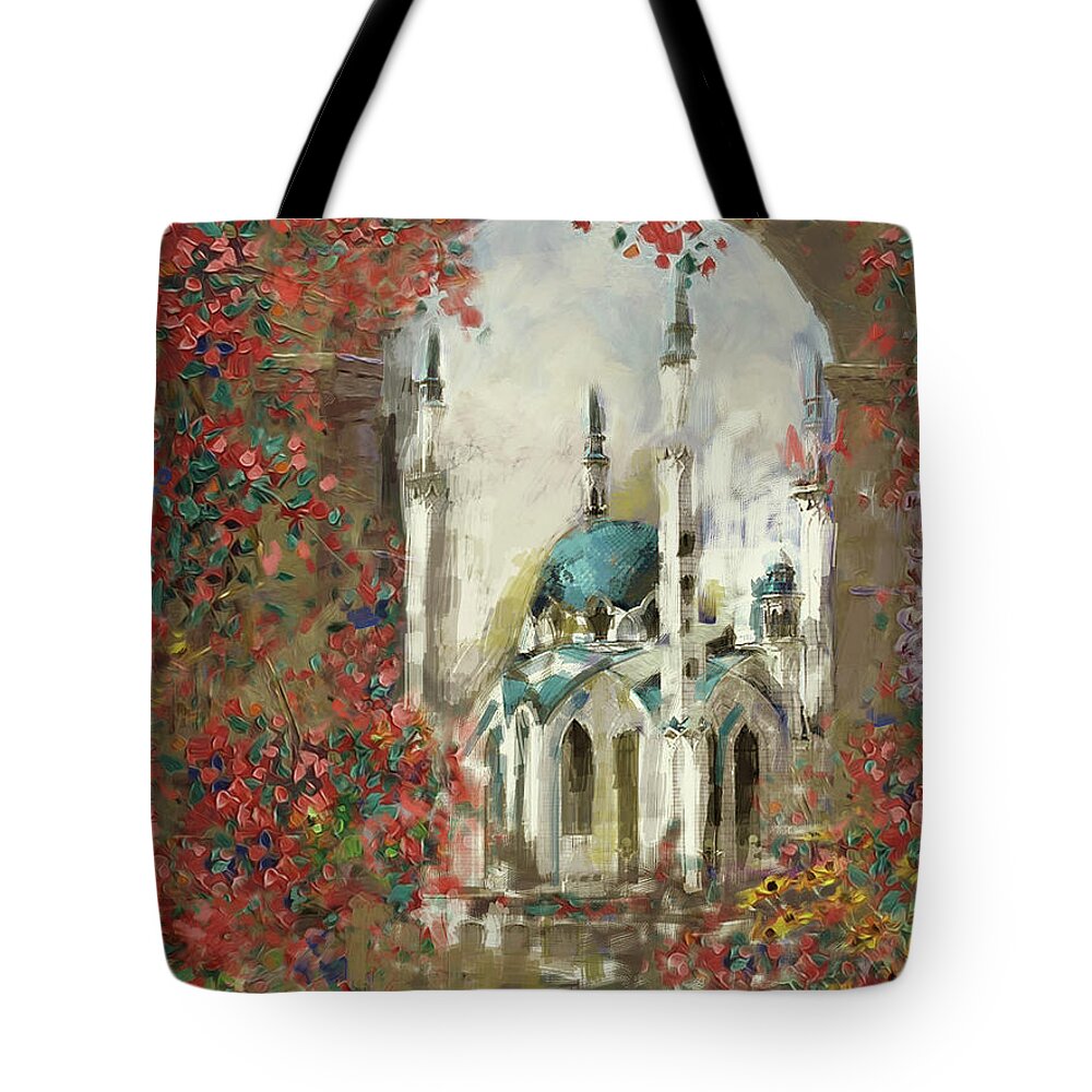 Ottoman Architecture Tote Bag featuring the painting Painting 776 3 Qolsarif Mosque by Mawra Tahreem