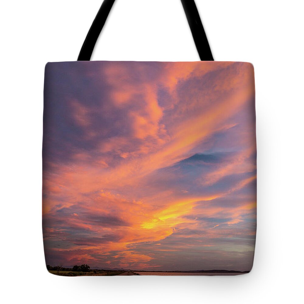 Lake Tote Bag featuring the photograph Painting By Sun by Hyuntae Kim