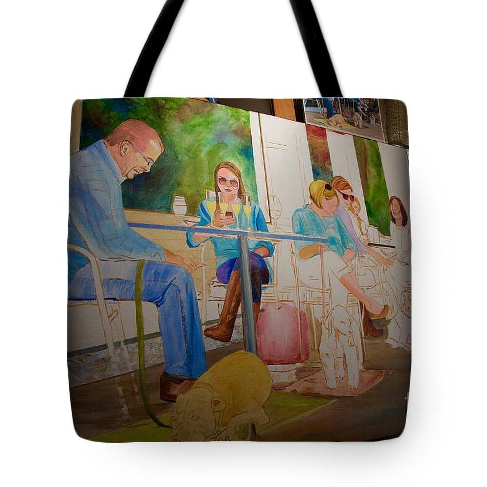 Acrylic Tote Bag featuring the painting Painting Dogs on Park Avenue by AnnaJo Vahle
