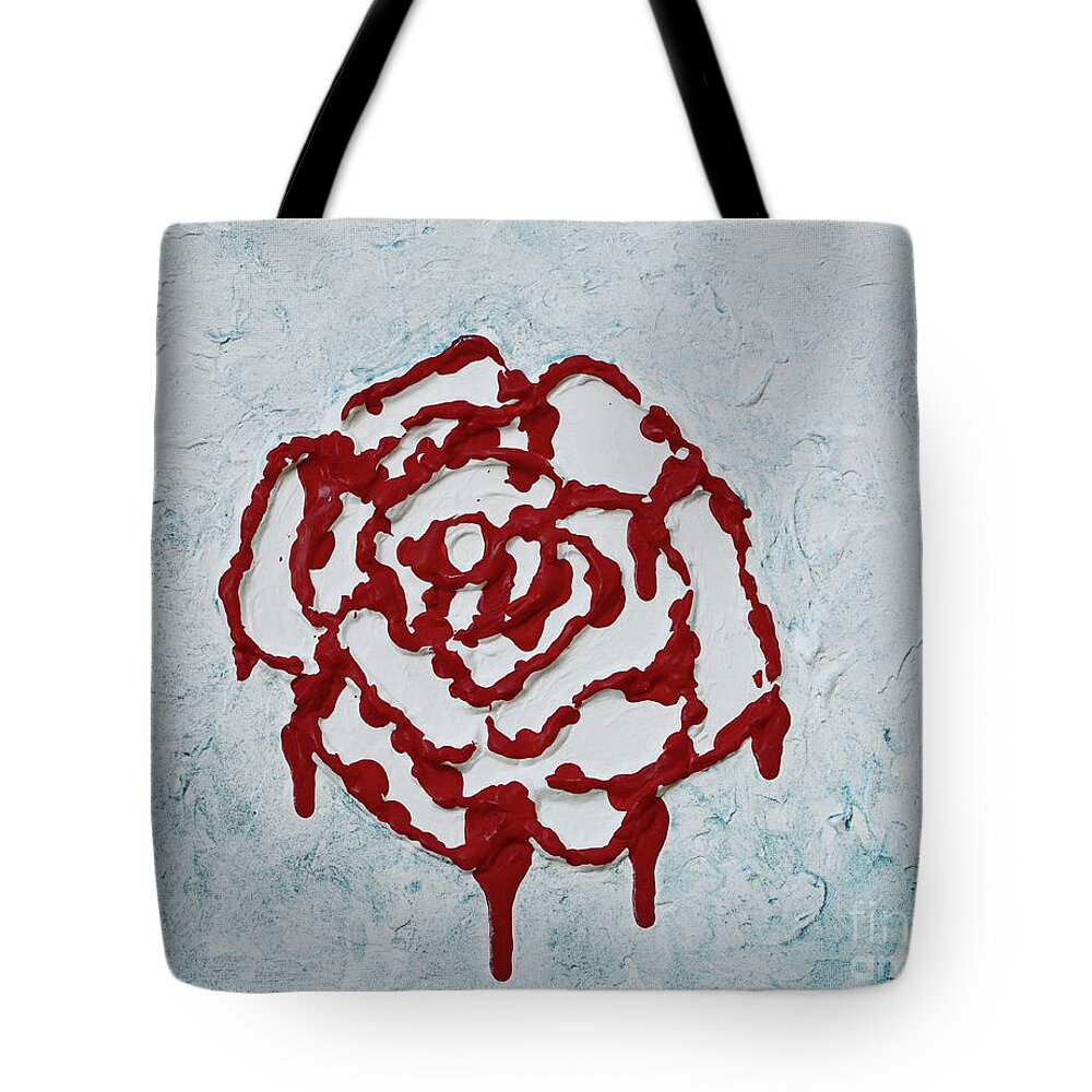 Alice Tote Bag featuring the painting Painting My Roses Red by Alys Caviness-Gober