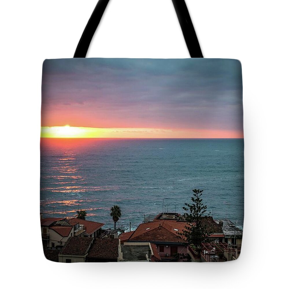 Sunrise Tote Bag featuring the photograph Painting The Sunrise by Larkin's Balcony Photography
