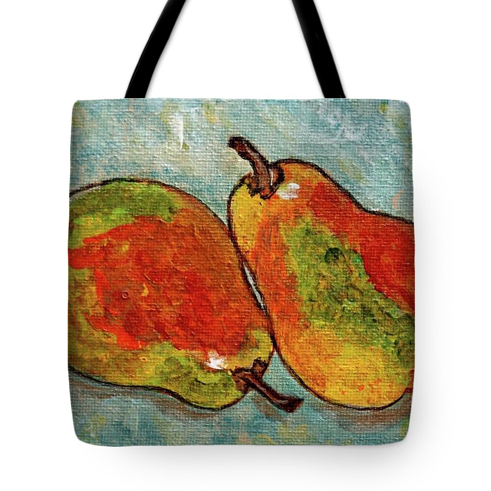 Pears Tote Bag featuring the painting Pair of Pears by Ella Kaye Dickey