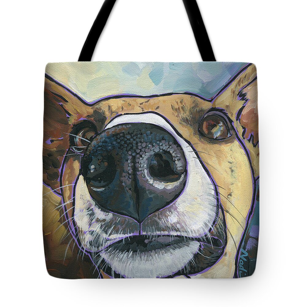 Italian Greyhound Tote Bag featuring the painting Paisley by Nadi Spencer