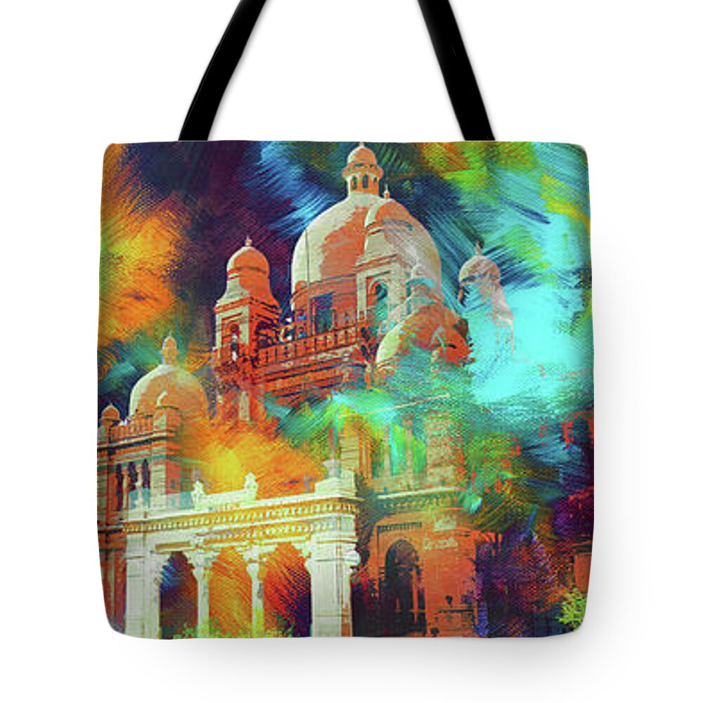 Pakistan Tote Bag featuring the painting Pakistani Museum by Gull G