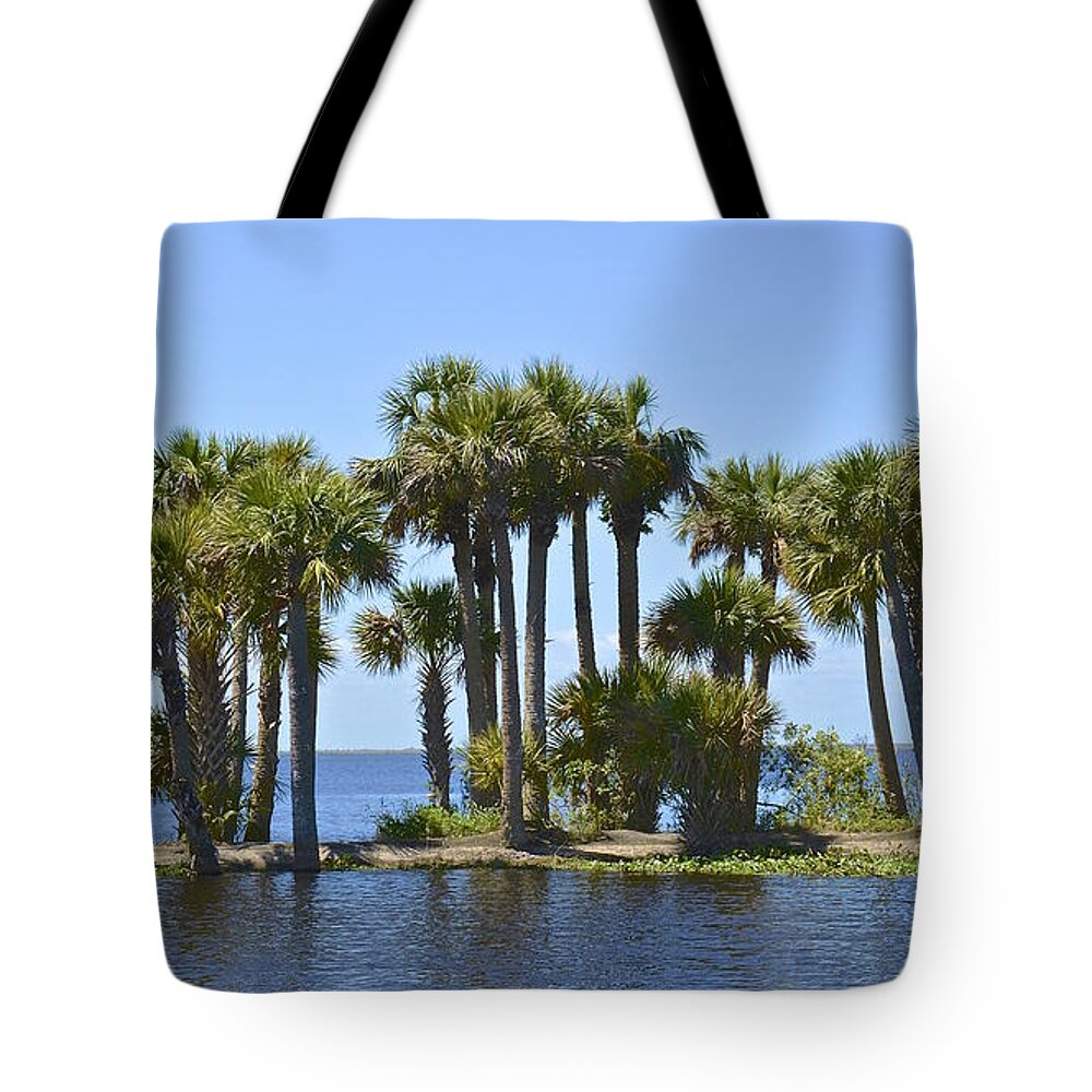Lake Tote Bag featuring the photograph Palm Island by Carol Bradley