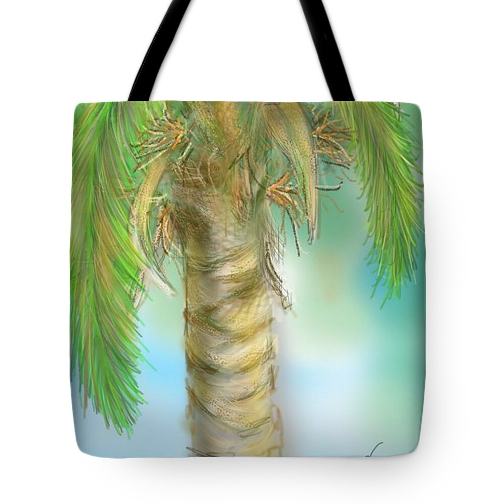 Tropical Tote Bag featuring the digital art Palm Tree Study Two by Darren Cannell