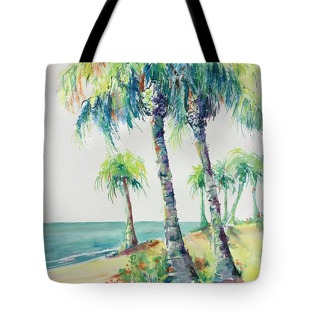 Palm Tree Tote Bag featuring the painting Palm Trees by Diane Wallace