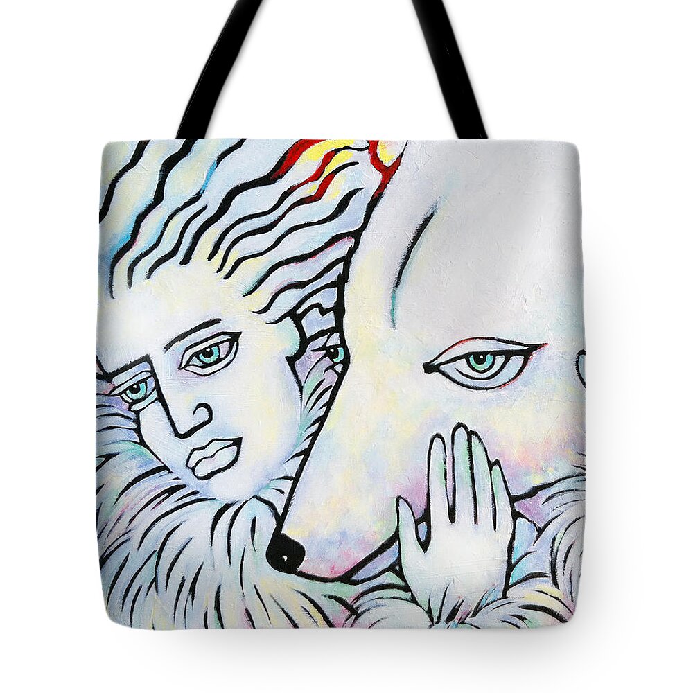 Polar Bear Tote Bag featuring the painting Pals by Angela Treat Lyon
