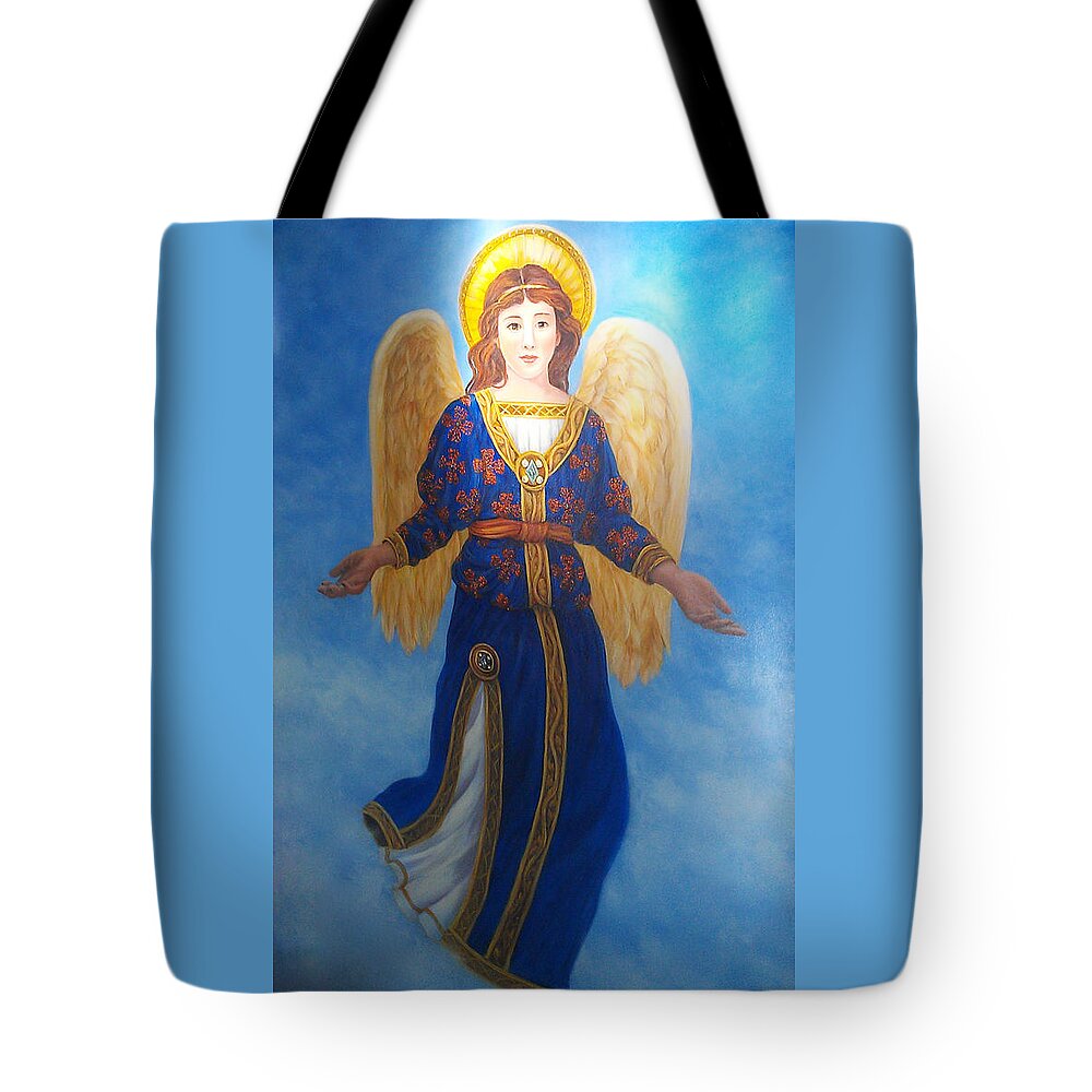 Religious Tote Bag featuring the painting Pam's Angel by Lynne Pittard