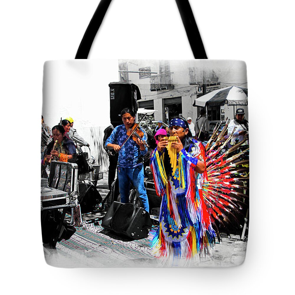 Pan Tote Bag featuring the photograph Pan Flutes In Cuenca by Al Bourassa