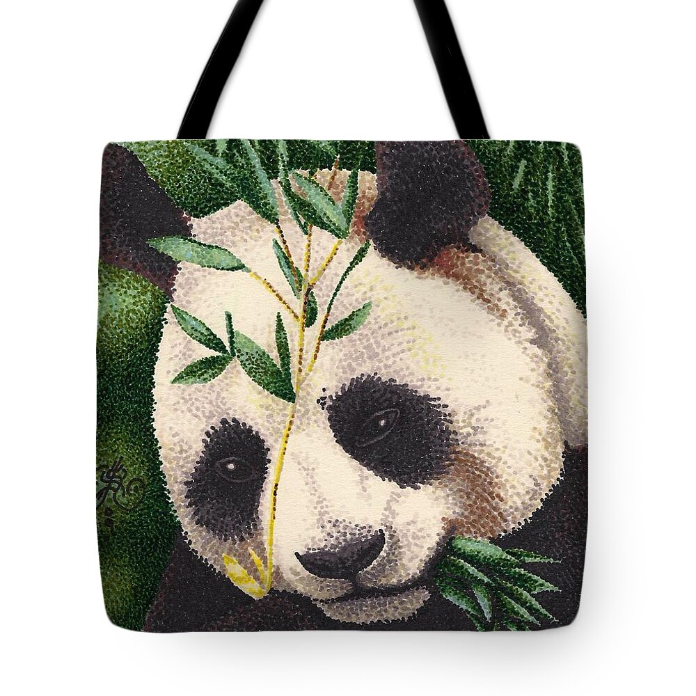 Panda Bear Tote Bag featuring the drawing Panda Bear by Scarlett Royale