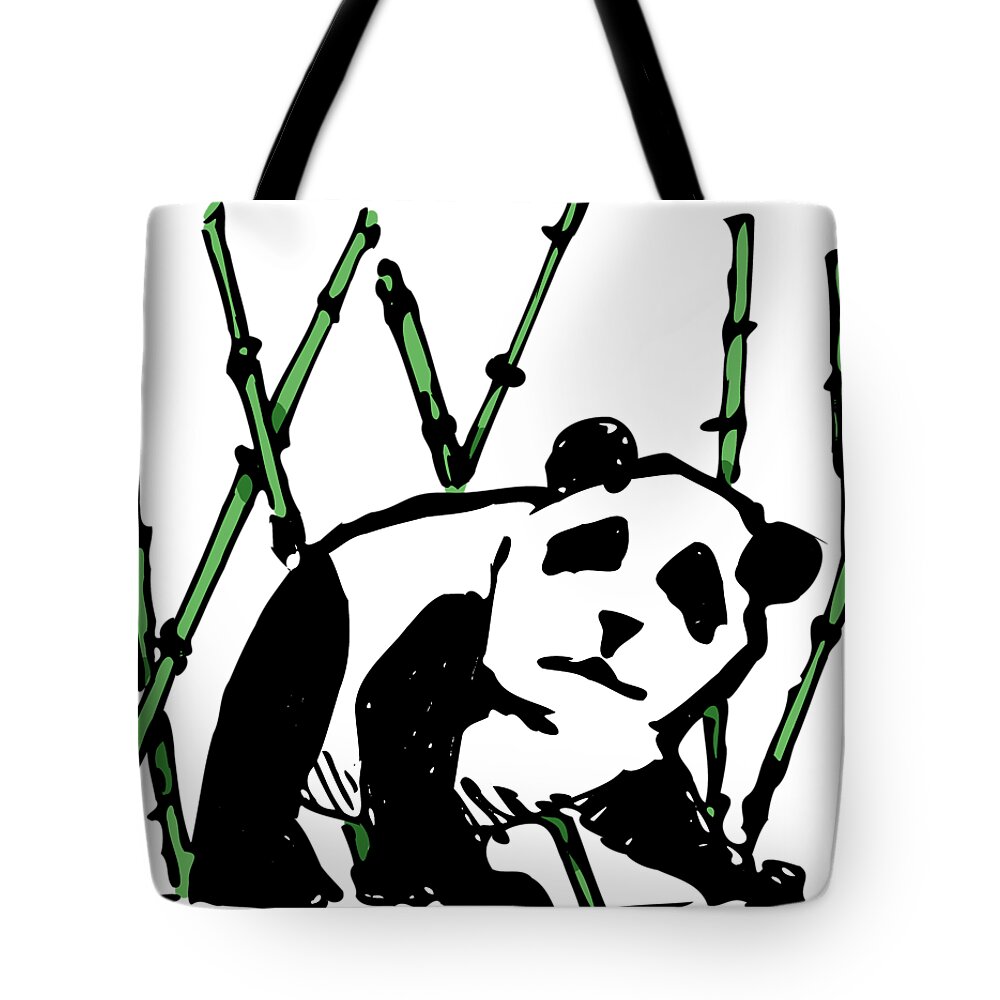 Panda Tote Bag featuring the digital art Panda by Piotr Dulski