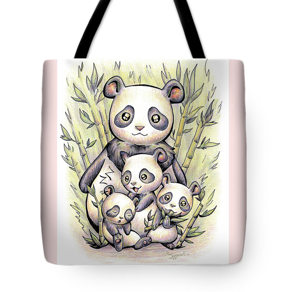 Endangered Animal Tote Bag featuring the drawing Endangered Animal Giant Panda by Sipporah Art and Illustration