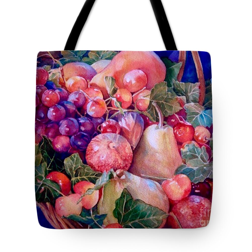 Basket Tote Bag featuring the painting Panier de fruits by Francoise Chauray