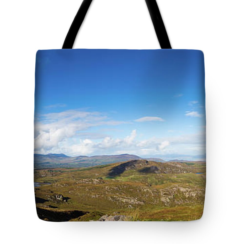Ballycullane Tote Bag featuring the photograph Panorama of Ballycullane and Lough Acoose in Ireland by Semmick Photo