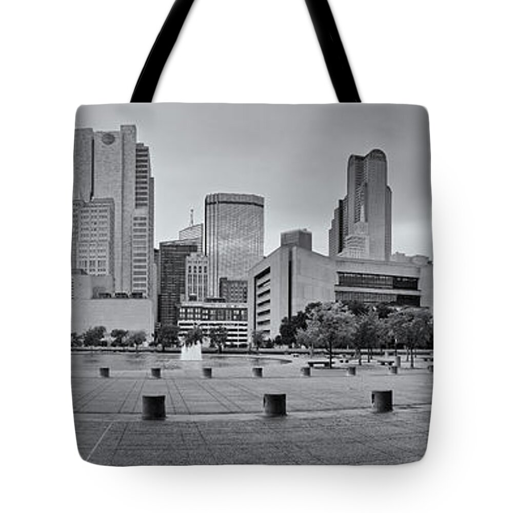 Downtown Tote Bag featuring the photograph Panorama of Dallas Skyline from City Hall - North Texas by Silvio Ligutti