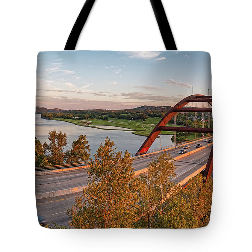 Percy Tote Bag featuring the photograph Panorama of Lake Austin and Texas Hill Country from Highway 360 Overlook - Austin Texas by Silvio Ligutti