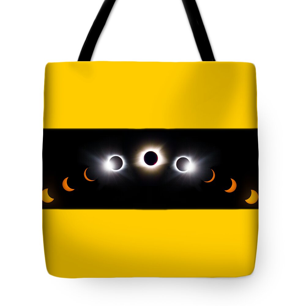 08 21 2017 Tote Bag featuring the photograph Panorama Total Eclipse T Shirt Art Phases by Debra and Dave Vanderlaan