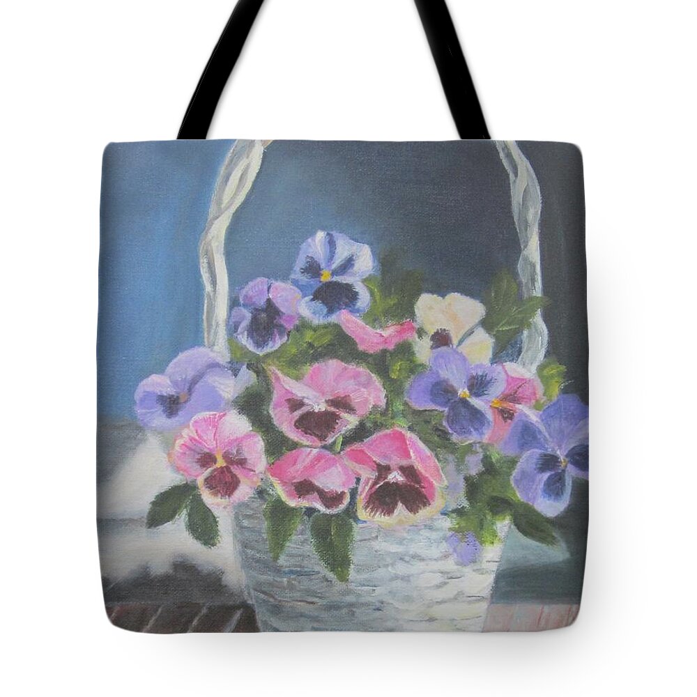 Painting Tote Bag featuring the painting Pansies For A Friend by Paula Pagliughi