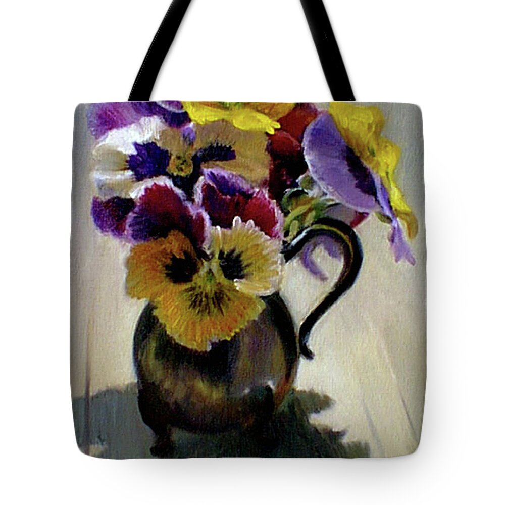 Pansies Tote Bag featuring the painting Pansies by Marie Witte