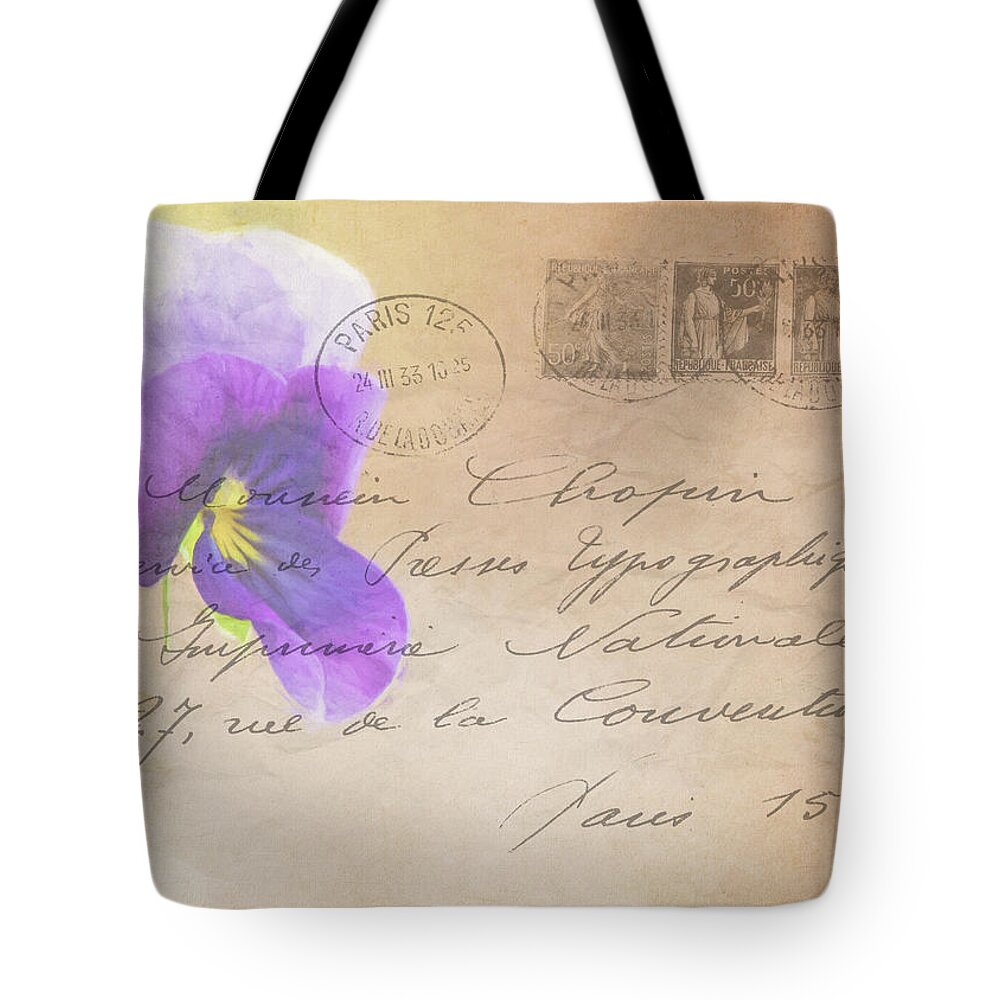 Pansy Tote Bag featuring the photograph Pansy Postcard by Cathy Kovarik