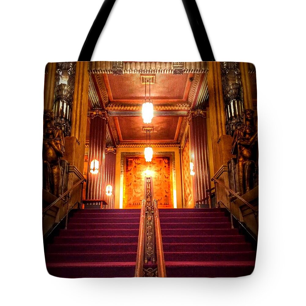 1000 Views Tote Bag featuring the photograph Pantages Theater's Grand Staircase by Jenny Revitz Soper