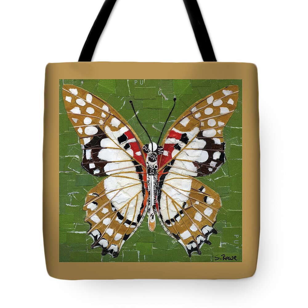 Butterfly Tote Bag featuring the mixed media Paper Butterfly - Angola White Lady by Shawna Rowe