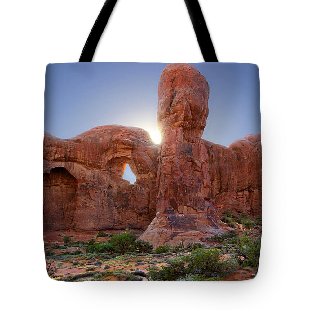 Desert Tote Bag featuring the photograph Parade of Elephants in Arches National Park by Mike McGlothlen