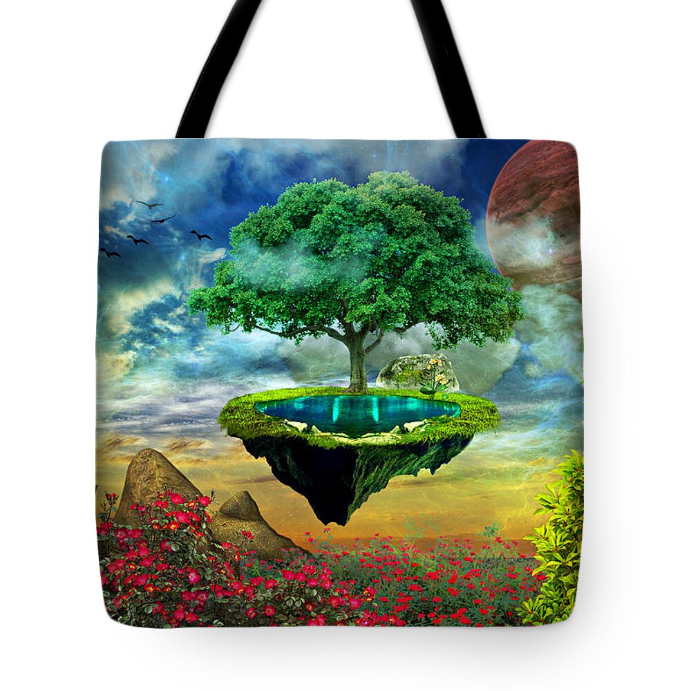 Paradise Tote Bag featuring the digital art Paradise Island by Ally White