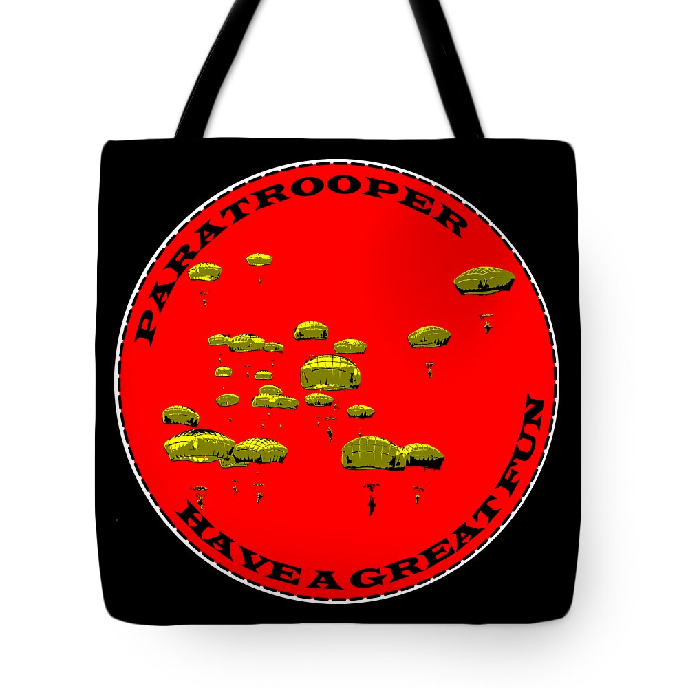 Paratrooper Tote Bag featuring the digital art Paratrooper Fun by Piotr Dulski