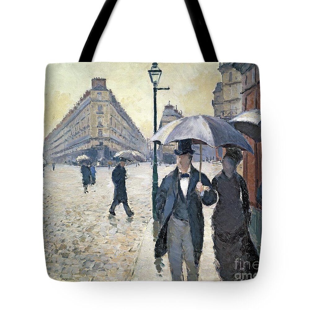 Sketch Tote Bag featuring the painting Paris a Rainy Day by Gustave Caillebotte