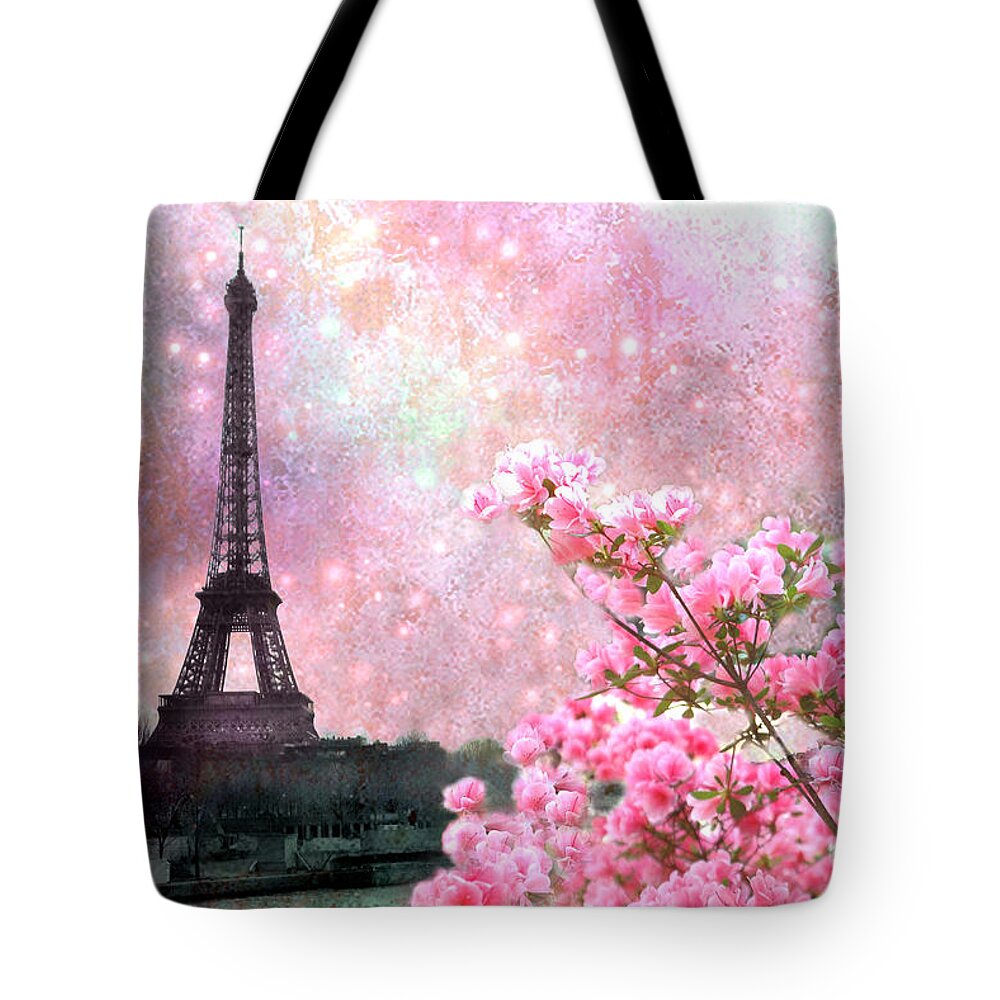 Paris Eiffel Tower Cherry Blossoms - Paris Spring Eiffel Tower Pink Cherry  Blossoms Tote Bag by Kathy Fornal - Fine Art America