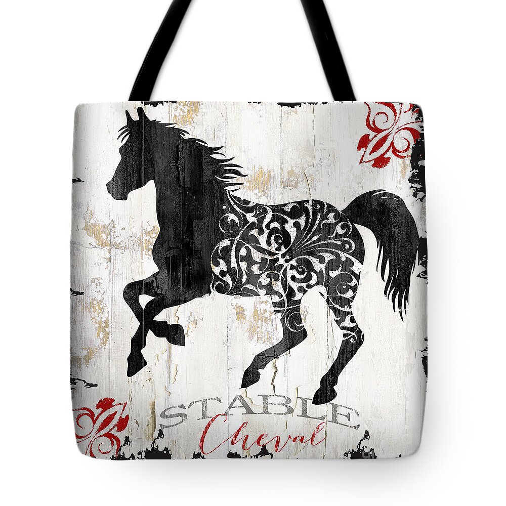 Farm Tote Bag featuring the painting Paris Farm Sign Horse by Mindy Sommers