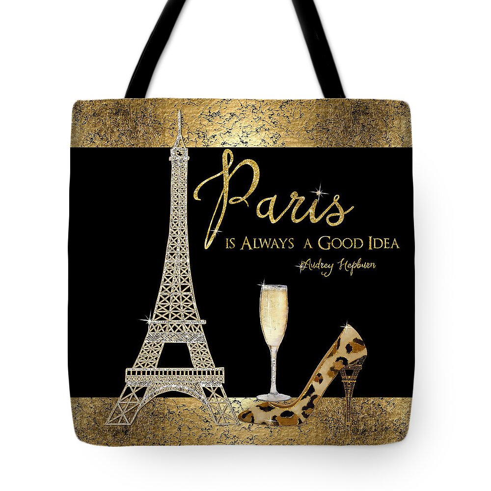 Paris Tote Bag featuring the painting Paris is Always a Good Idea - Audrey Hepburn by Audrey Jeanne Roberts