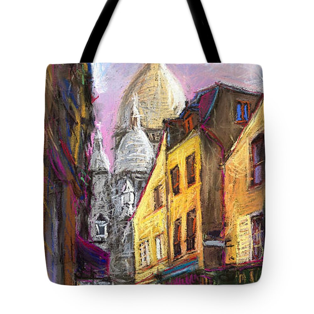 Cityscape Tote Bag featuring the pastel Paris Montmartre 2 by Yuriy Shevchuk