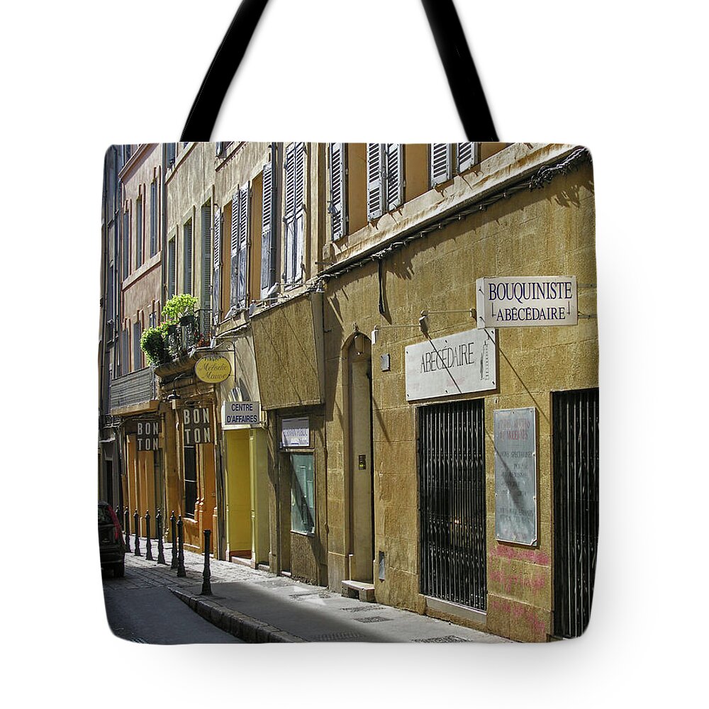 Mathis Tote Bag featuring the photograph Paris Street Scene by Jim Mathis