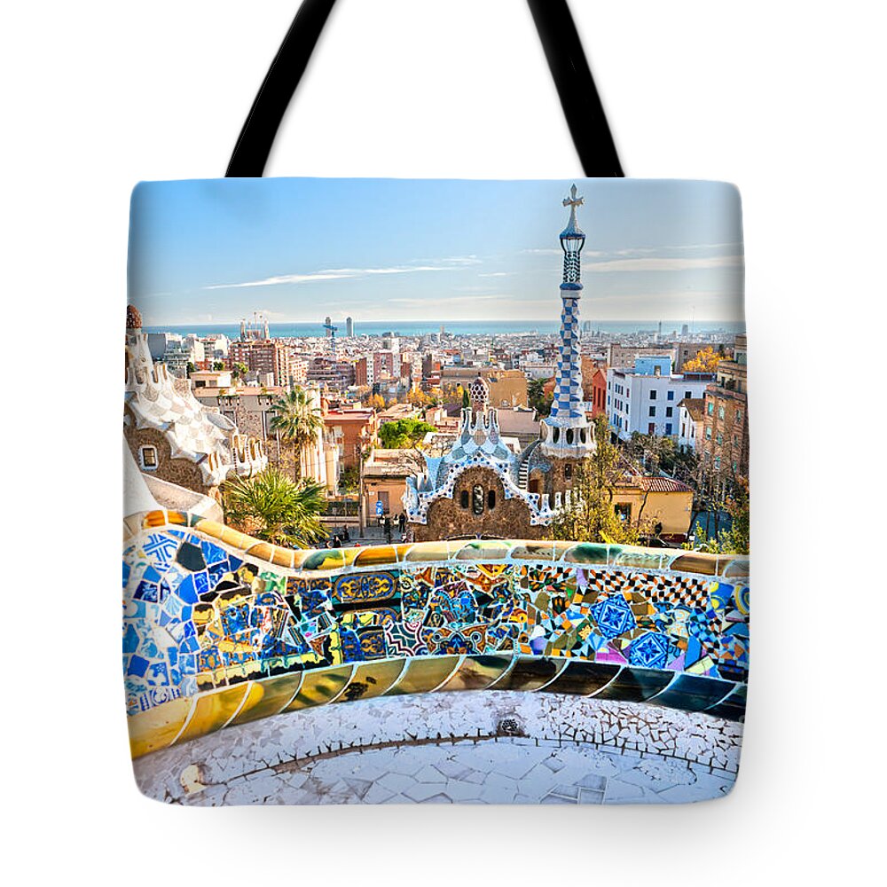 Architecture Tote Bag featuring the photograph Park Guell Barcelona by Luciano Mortula