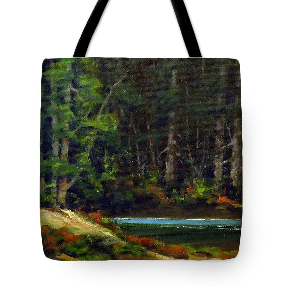 Painting Tote Bag featuring the painting Park Refuge by Jim Gola