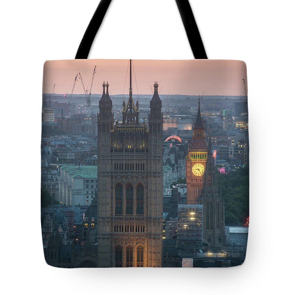 Big Ben Tote Bag featuring the photograph Parliament Closeup Sunset by Mike Reid