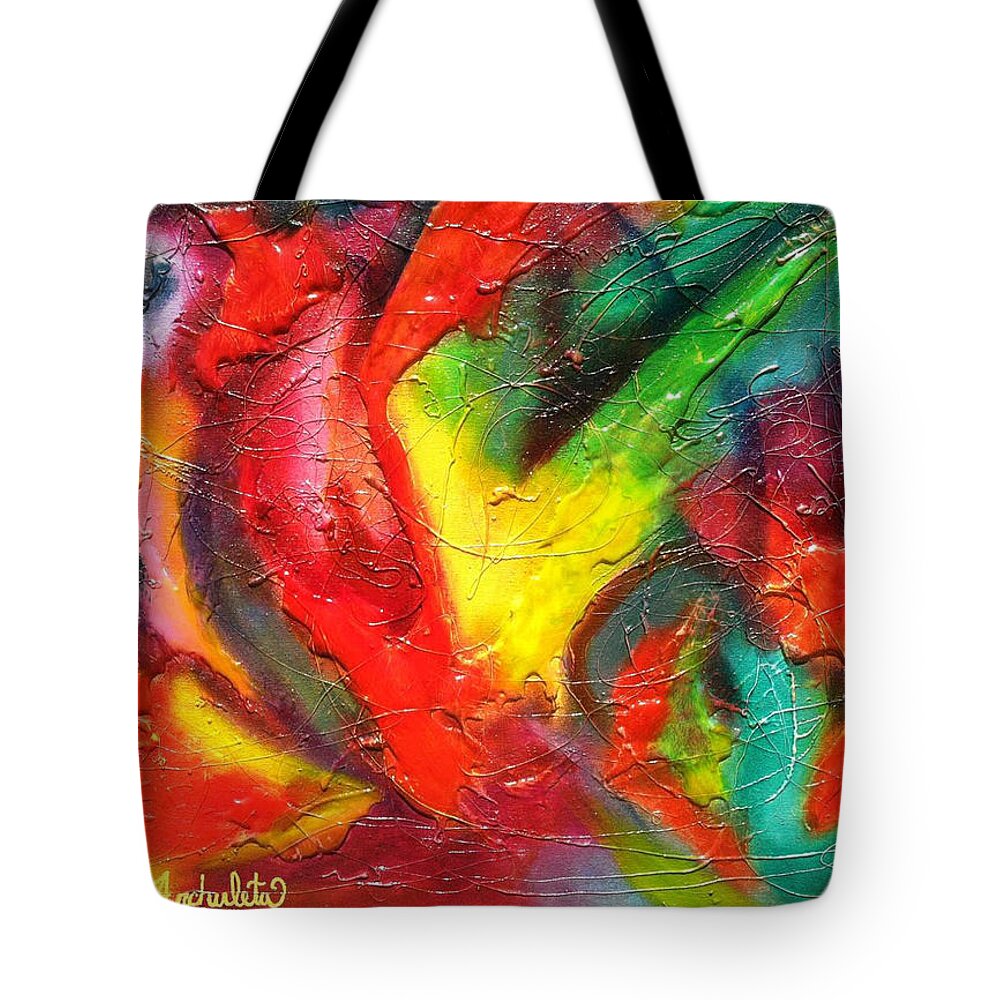 Parrot Tote Bag featuring the painting Parrot by Ruben Archuleta - Art Gallery