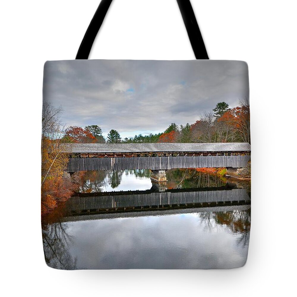 Parsonsfield - Porter Covered Bridge Tote Bag featuring the photograph Parsonsfield - Porter Covered Bridge by Steve Brown