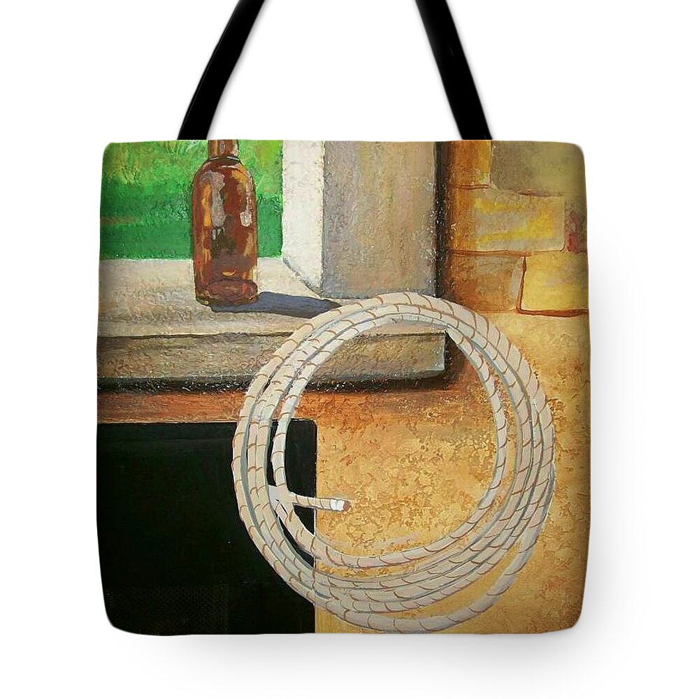 Western Tote Bag featuring the painting Part of Fireplace Mural by Kathleen Heese