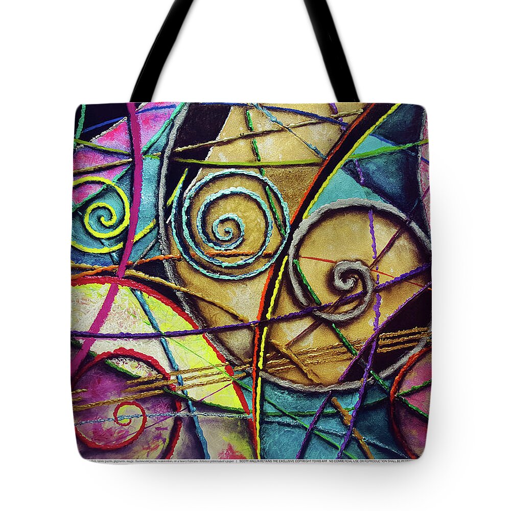 A Bright Tote Bag featuring the painting Particle Track Fifty-four by Scott Wallin