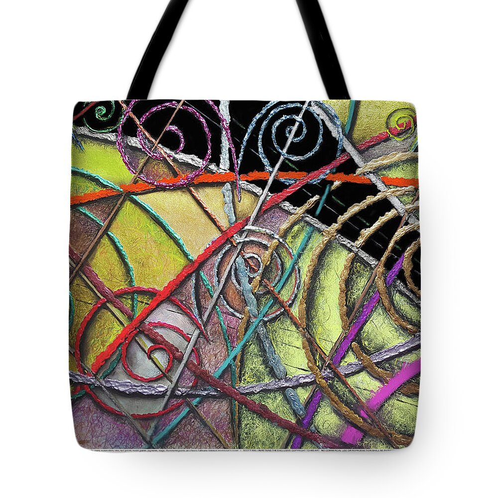 Abstract Tote Bag featuring the painting Particle Track Fifty by Scott Wallin