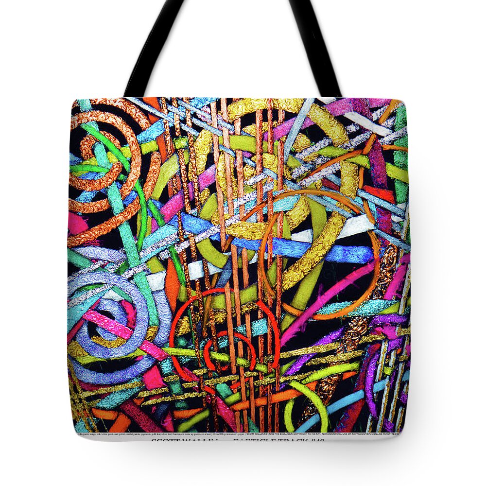 Abstract Tote Bag featuring the painting Particle Track Forty-Eight by Scott Wallin