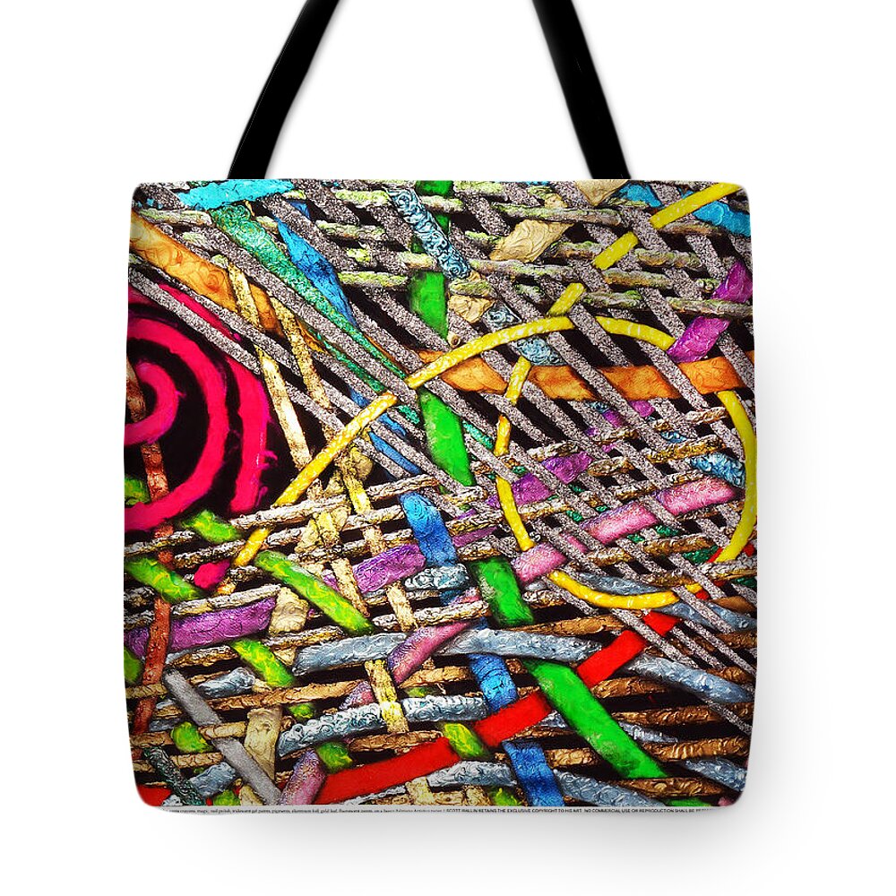 Abstract Tote Bag featuring the painting Particle Track Forty-six by Scott Wallin