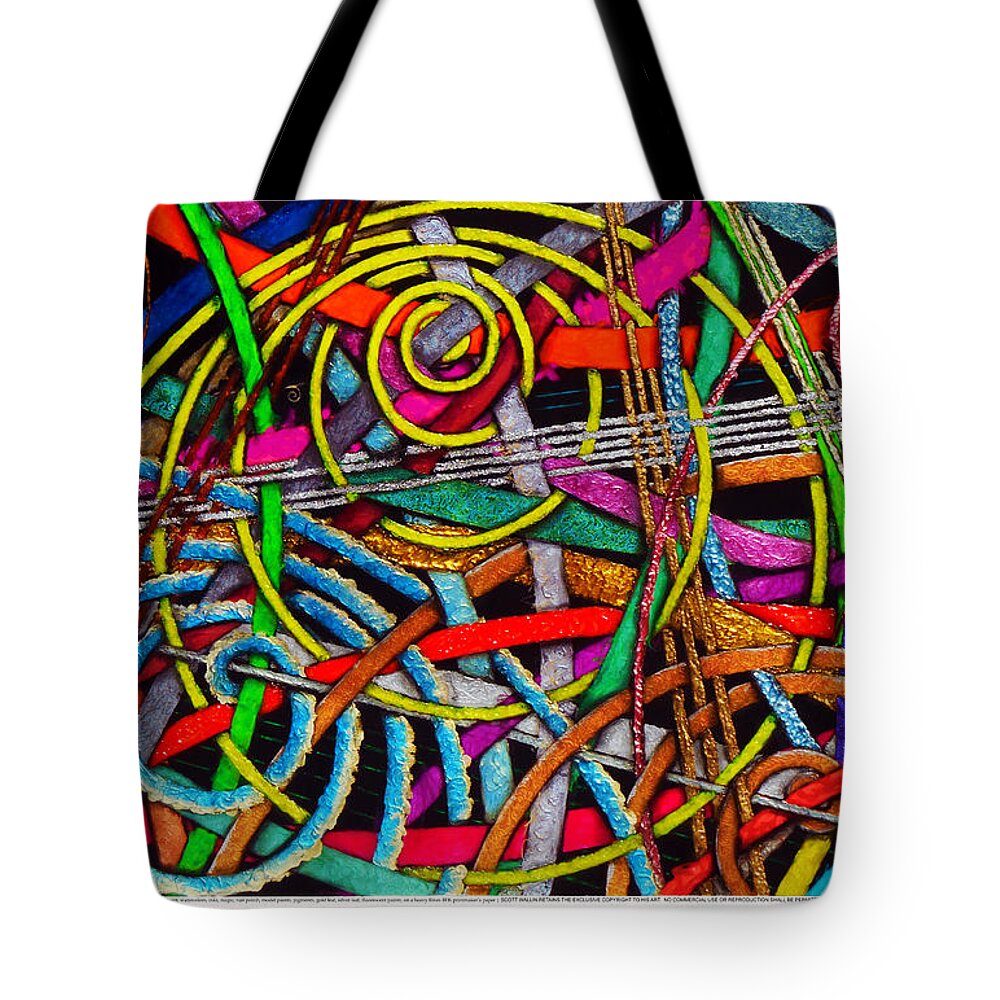 Abstract Tote Bag featuring the painting Particle Track Forty-three by Scott Wallin