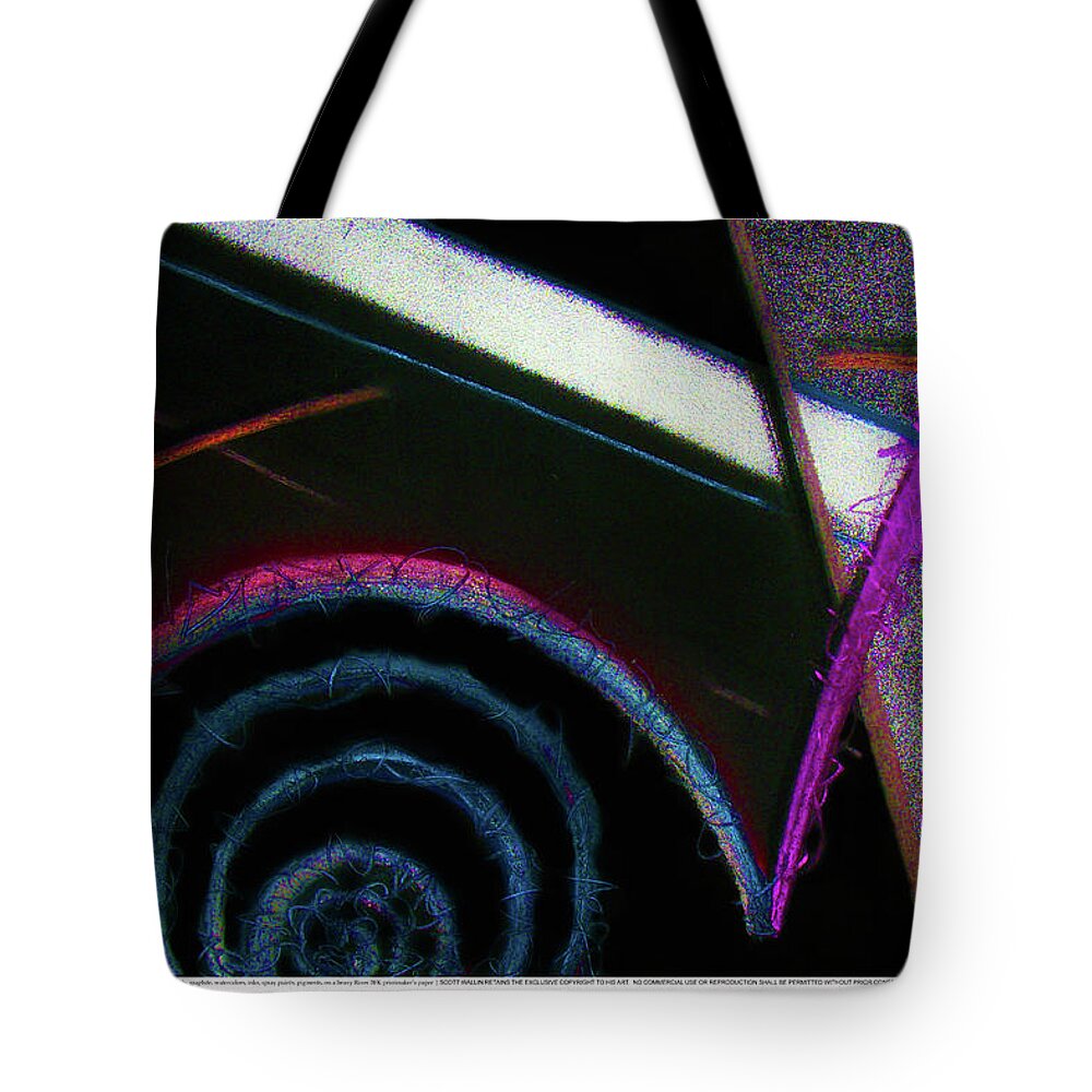 A Bright Tote Bag featuring the painting Particle Track Study Eight by Scott Wallin
